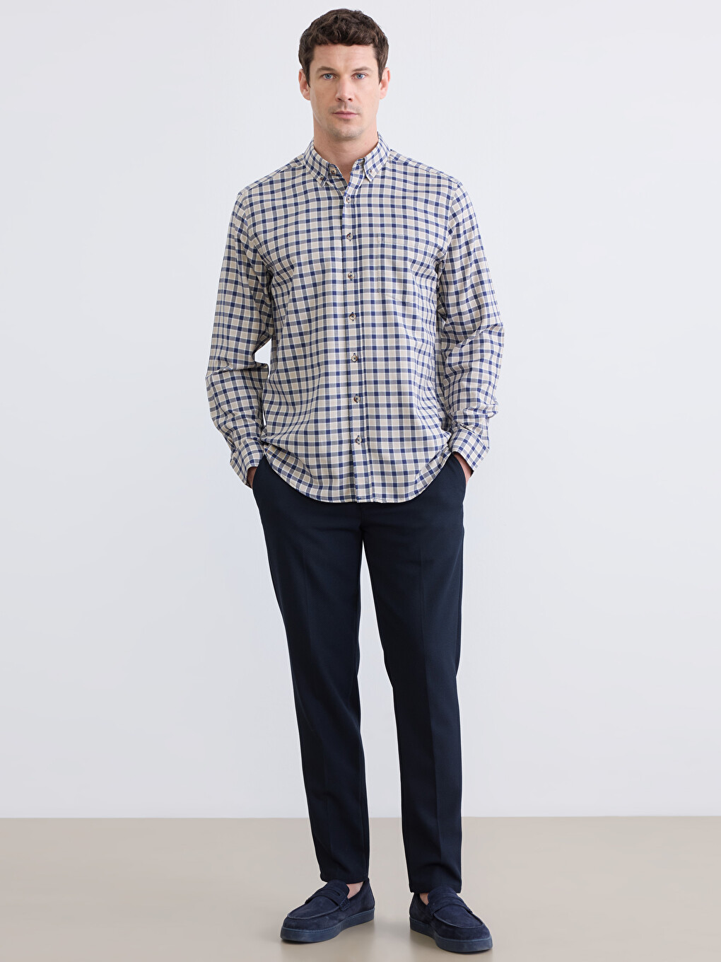 Regular Fit Plaid Gabardine Shirt-1