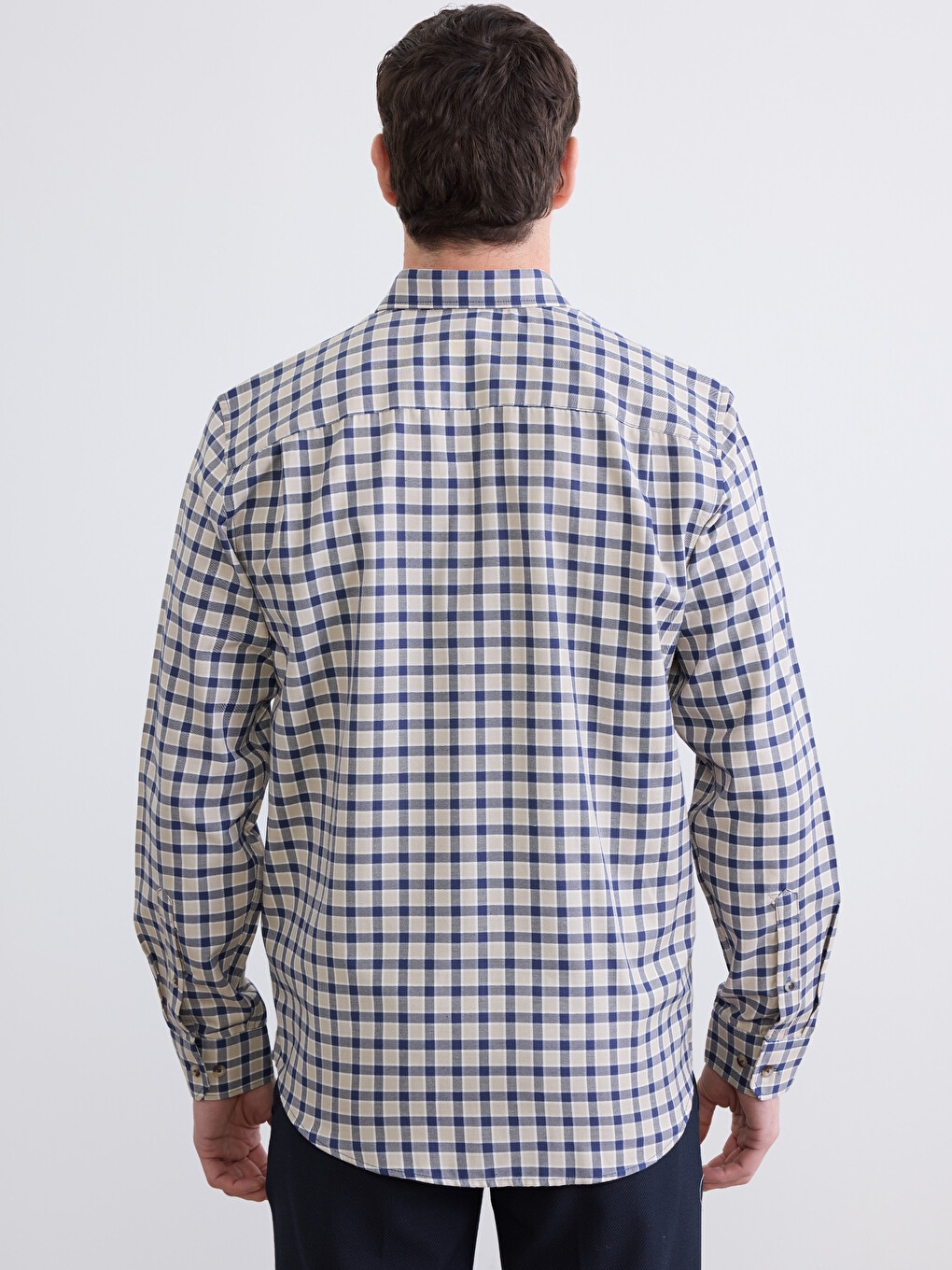 Regular Fit Plaid Gabardine Shirt-3