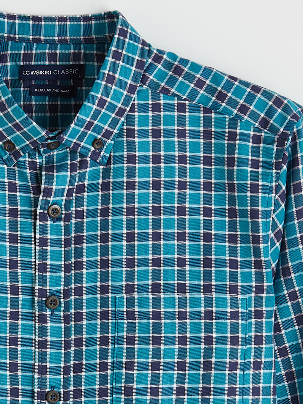 Yeşil Regular Fit Ekose Gabardin Erkek Gömlek-5