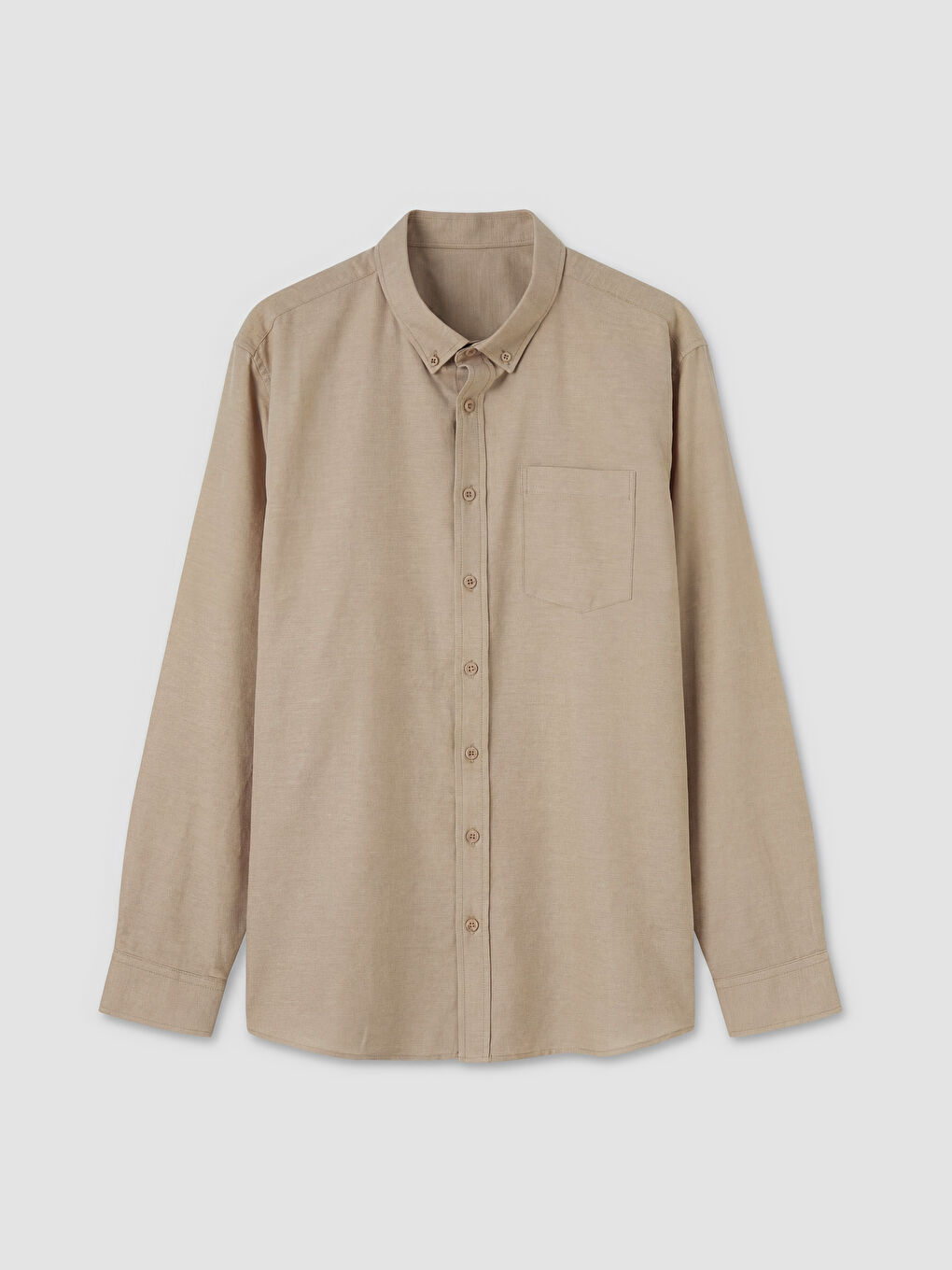 Bej Regular Fit Oxford Erkek Gömlek