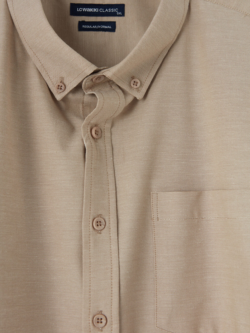 Bej Regular Fit Oxford Erkek Gömlek-2