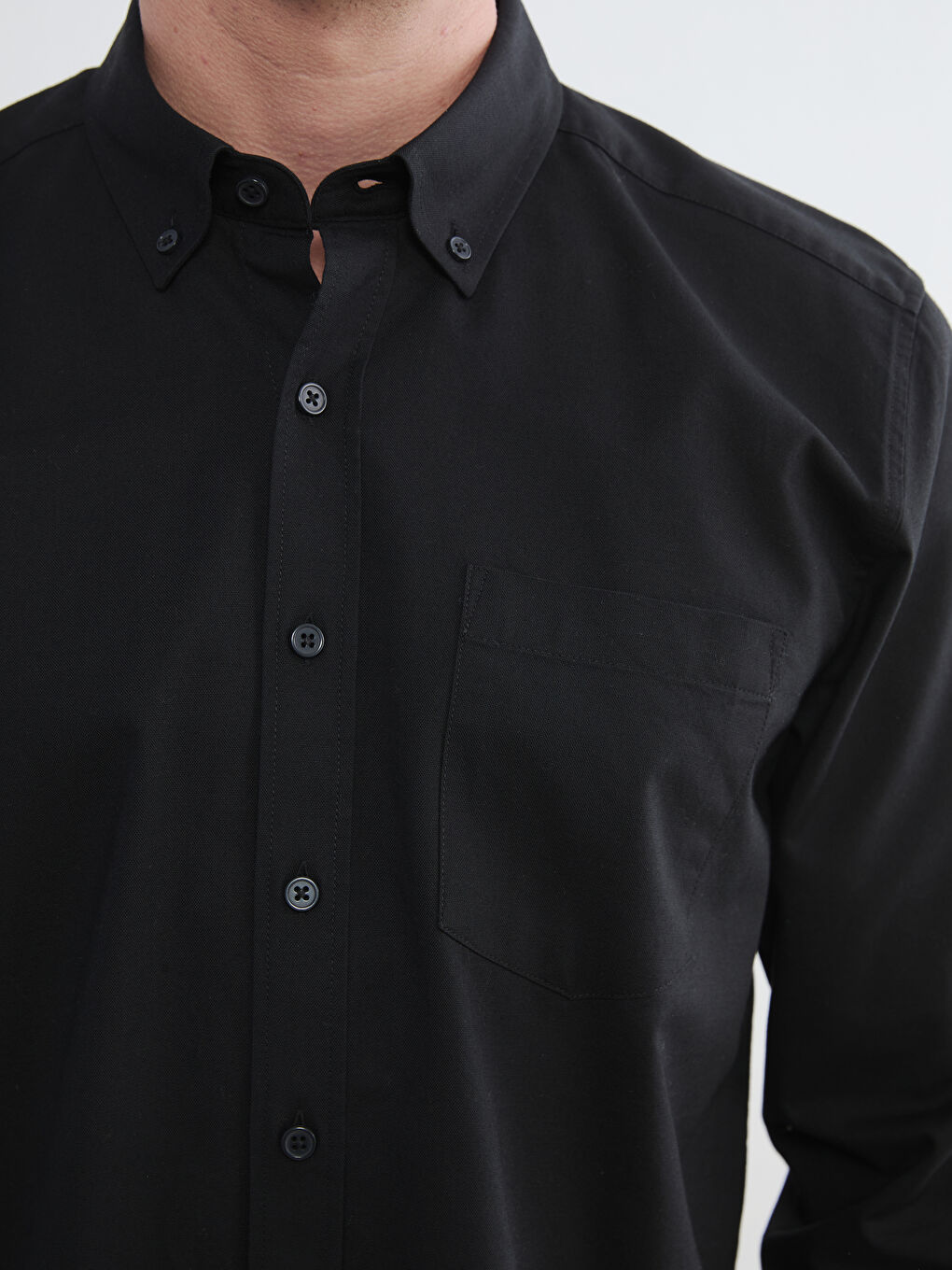 Siyah Regular Fit Oxford Erkek Gömlek-2