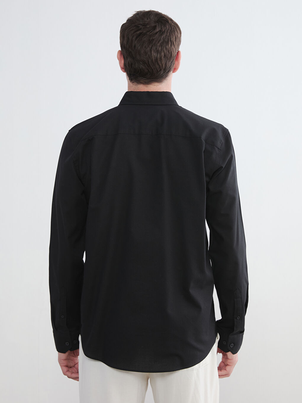 Siyah Regular Fit Oxford Erkek Gömlek-3