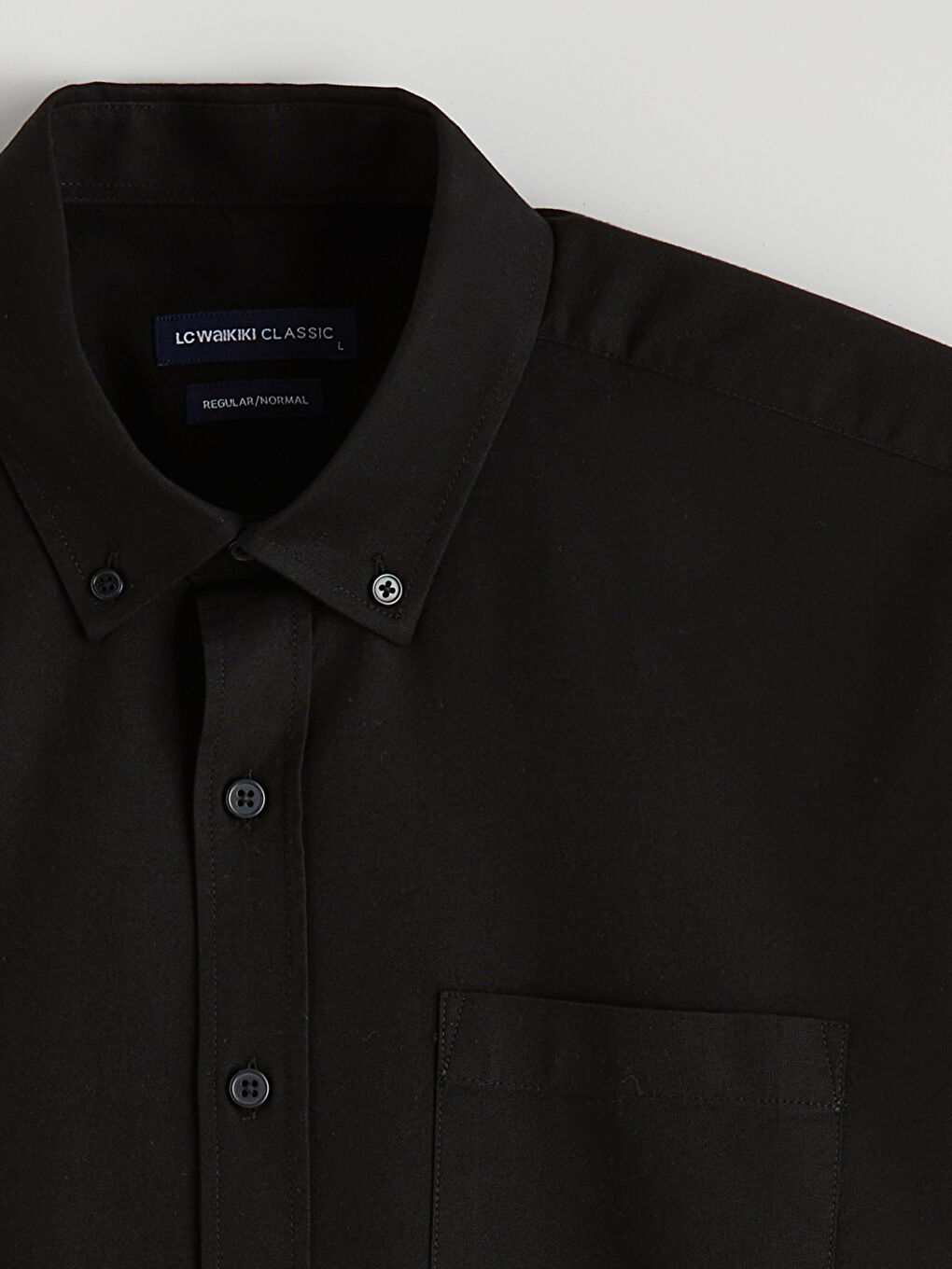 Siyah Regular Fit Oxford Erkek Gömlek-1