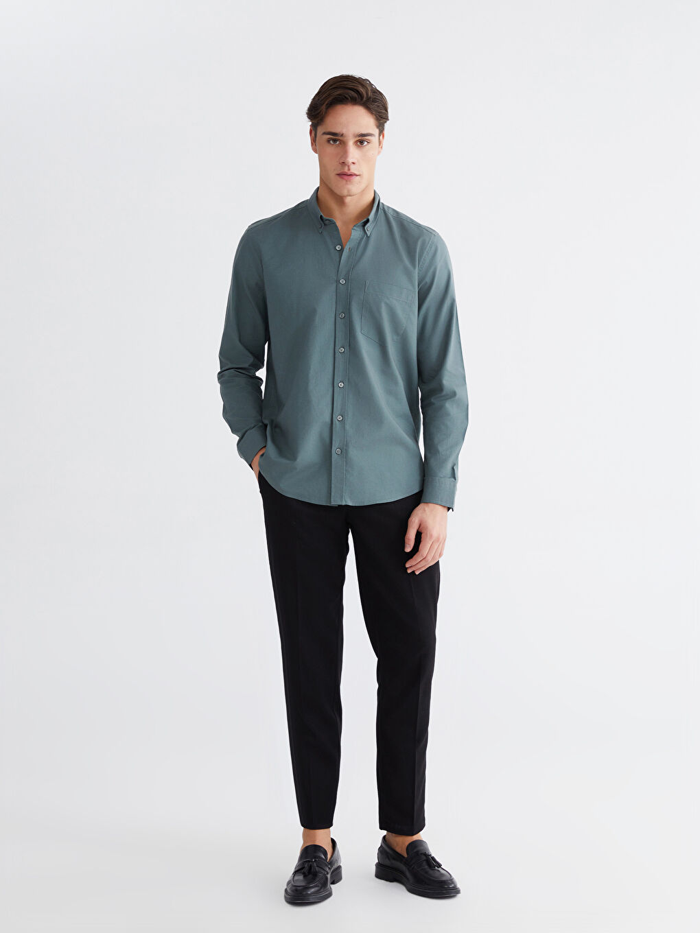 قميص رجال صبّاط أكسفورد عادي-1