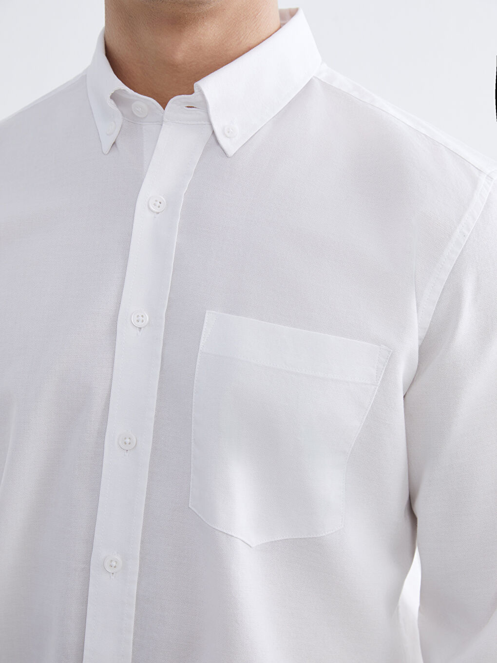 Beyaz Regular Fit Oxford Erkek Gömlek-2
