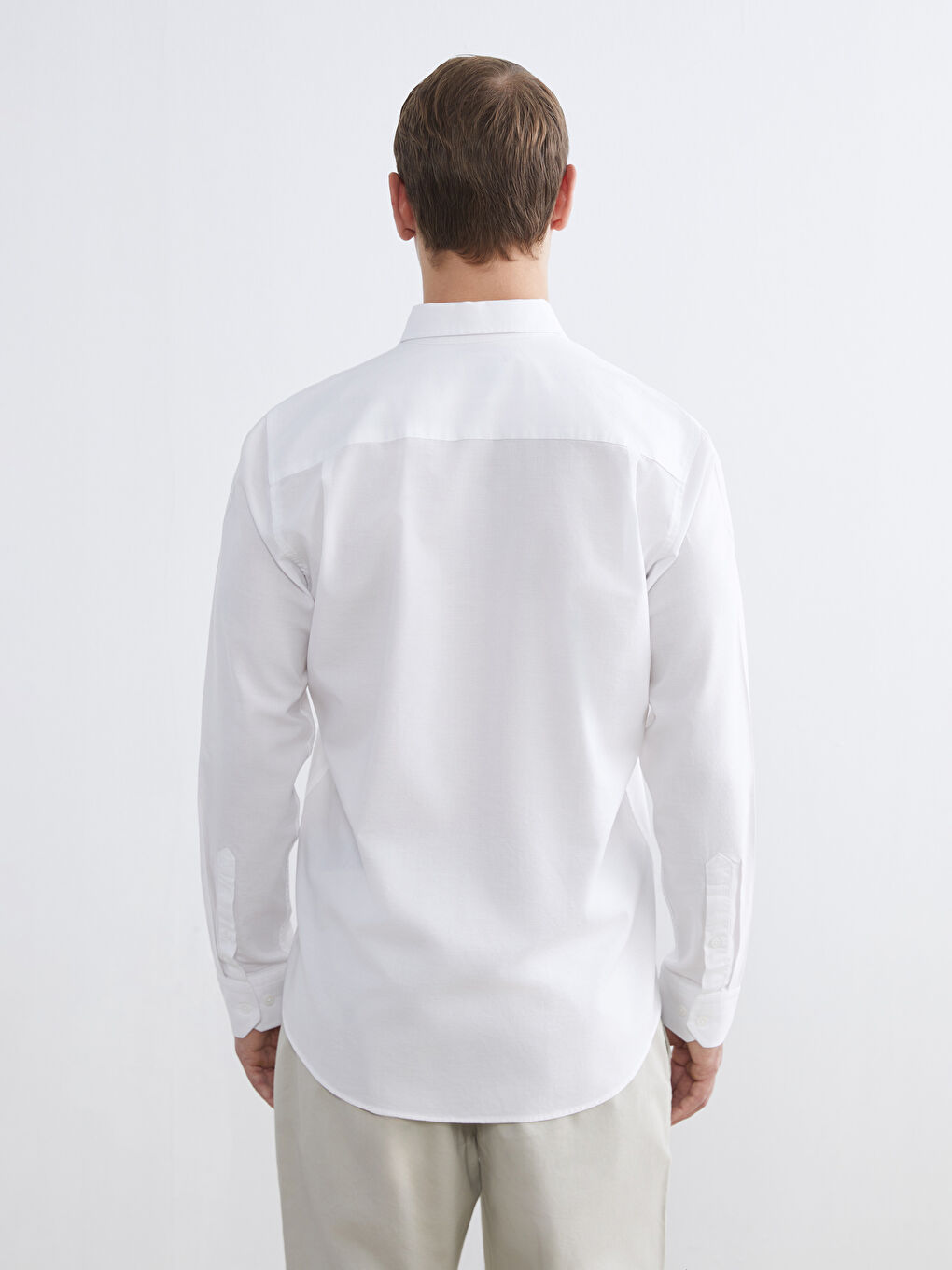 Beyaz Regular Fit Oxford Erkek Gömlek-3