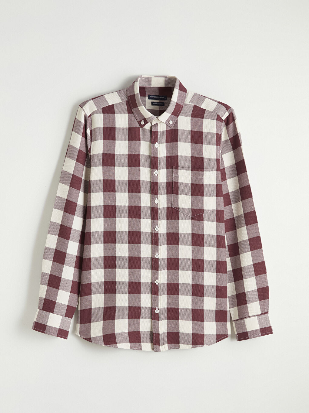 Bordo Regular Fit Ekose Erkek Gömlek