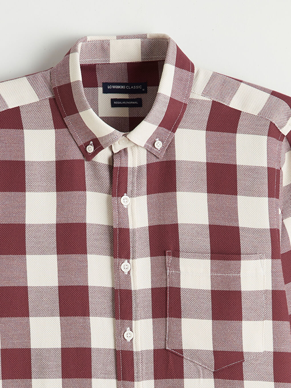 Bordo Regular Fit Ekose Erkek Gömlek-1