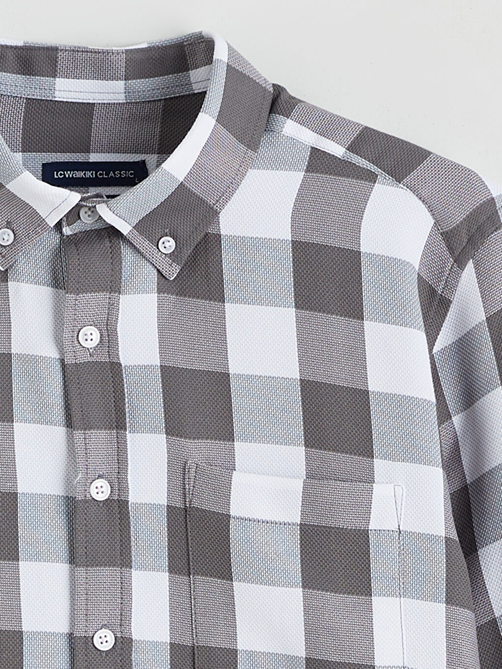 Gri Regular Fit Ekose Erkek Gömlek-5