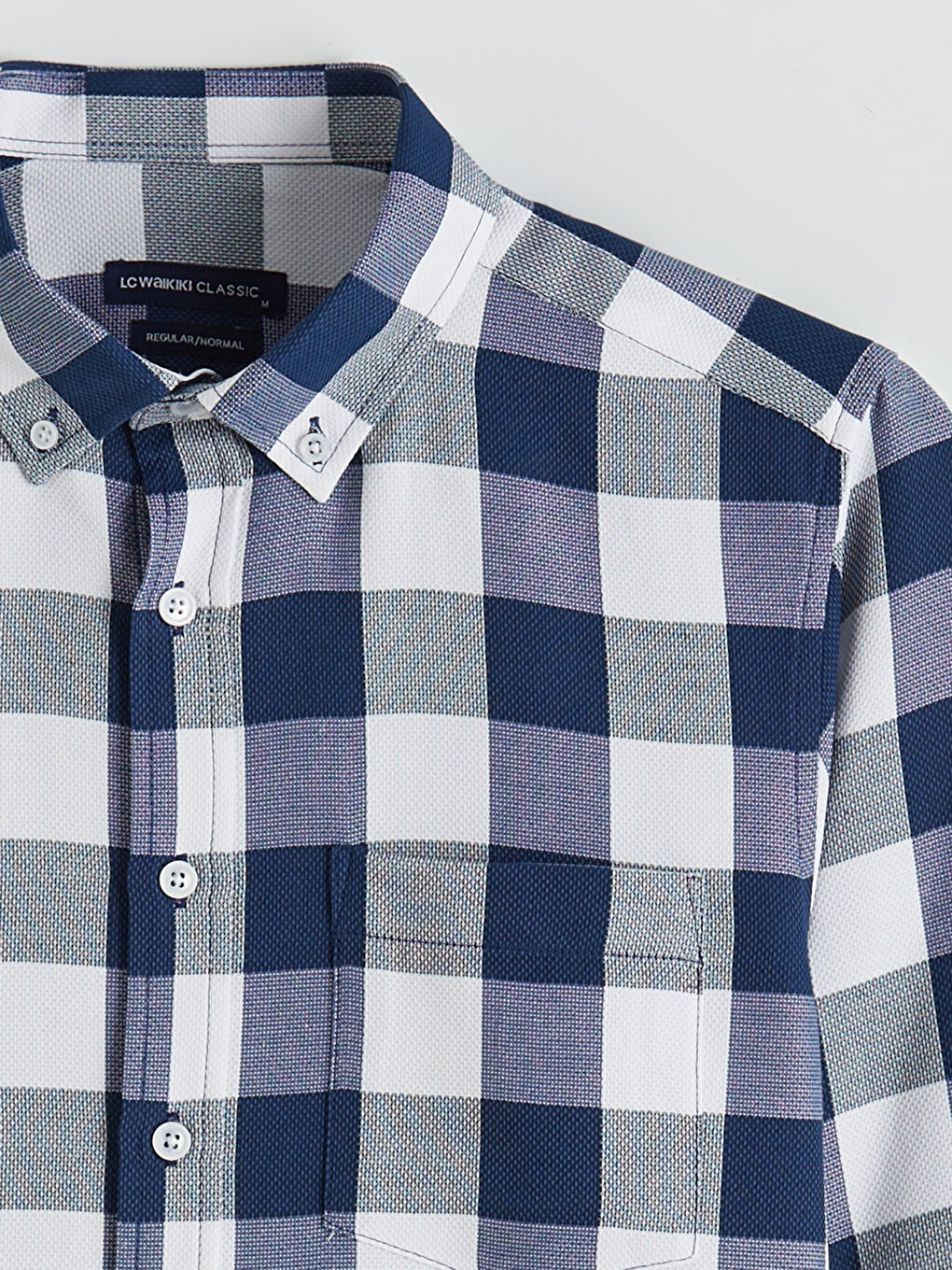 Lacivert Regular Fit Ekose Erkek Gömlek-1