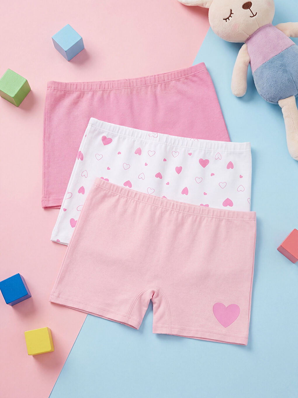 Heart Print Girls' Boxer 3-Pack