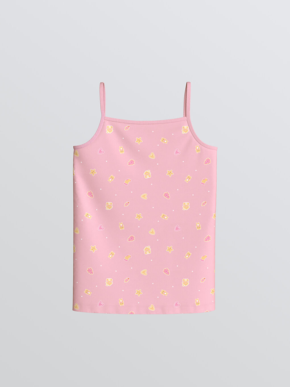 Beyaz Kare Yaka Baskılı Kız Çocuk Atlet-3