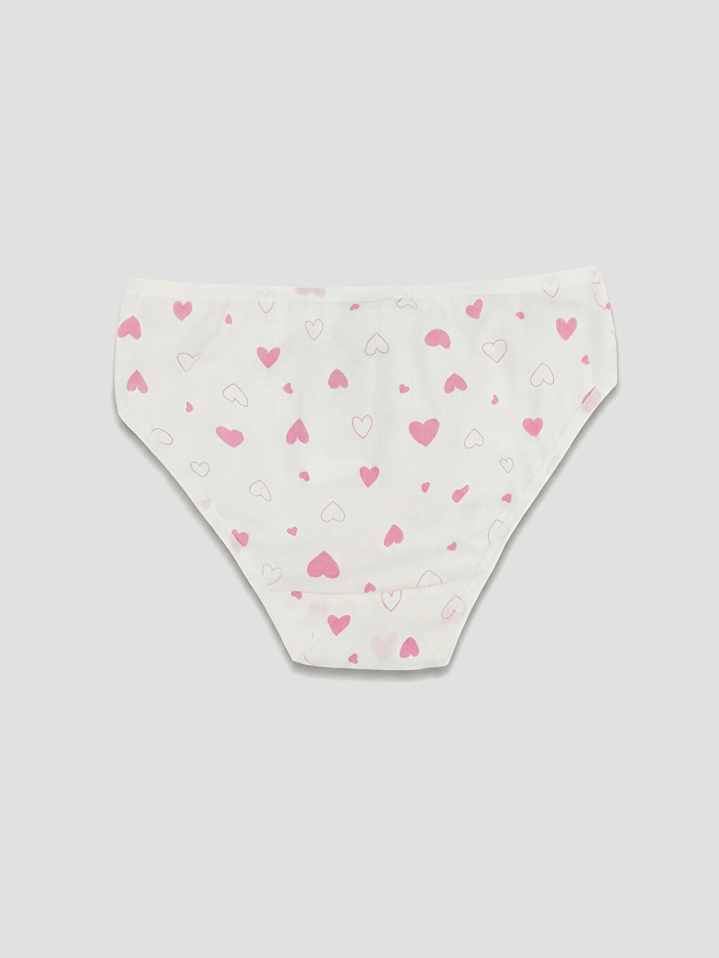 Beyaz Kalp Baskılı Kız Çocuk Slip Külot-1