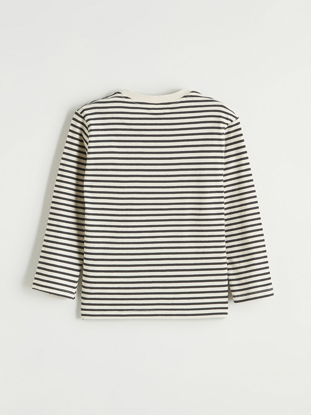 Ekru Bisiklet Yaka Uzun Kollu Erkek Çocuk Tişört-1