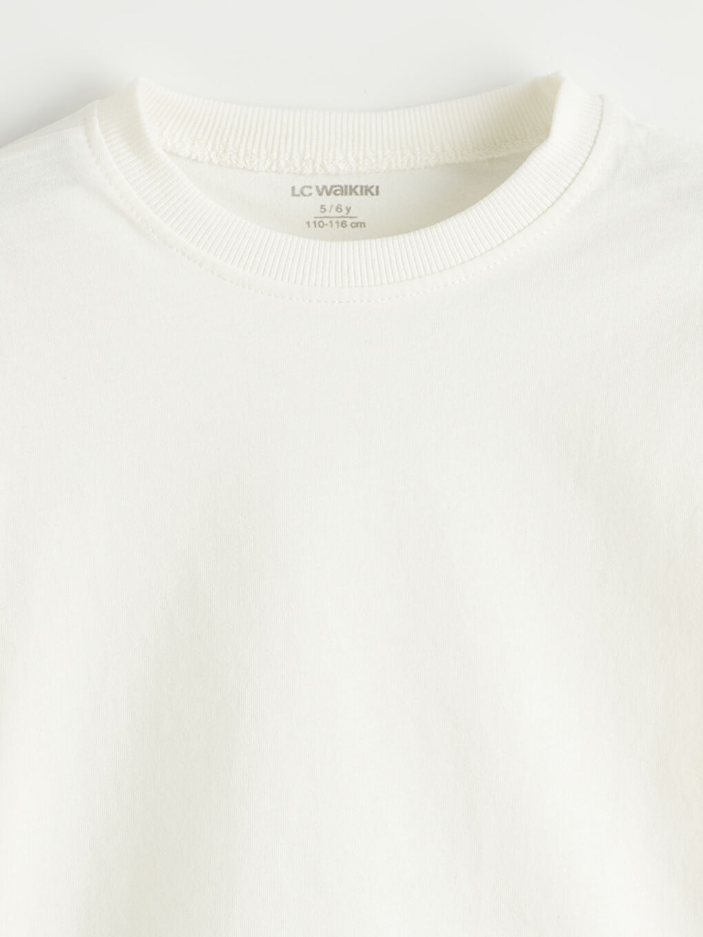 Ekru Bisiklet Yaka Uzun Kollu Erkek Çocuk Tişört-1