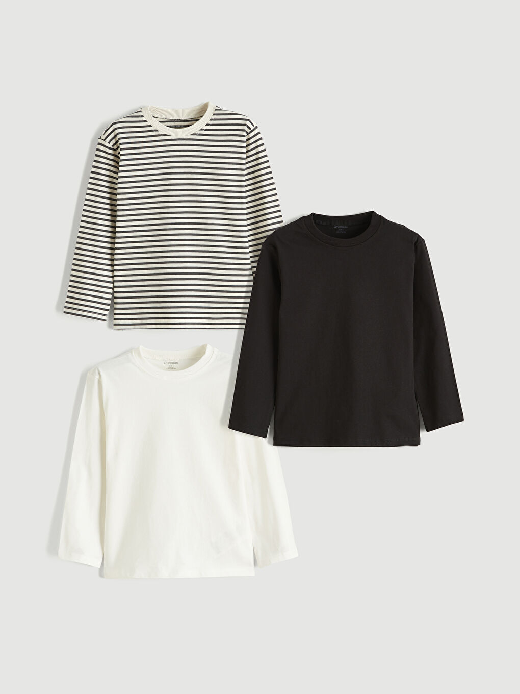 Ekru Bisiklet Yaka Erkek Çocuk Tişört 3'lü