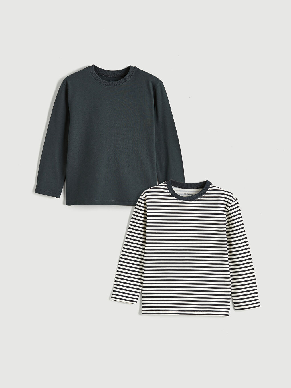 Antrasit Bisiklet Yaka Erkek Çocuk Tişört 2'li