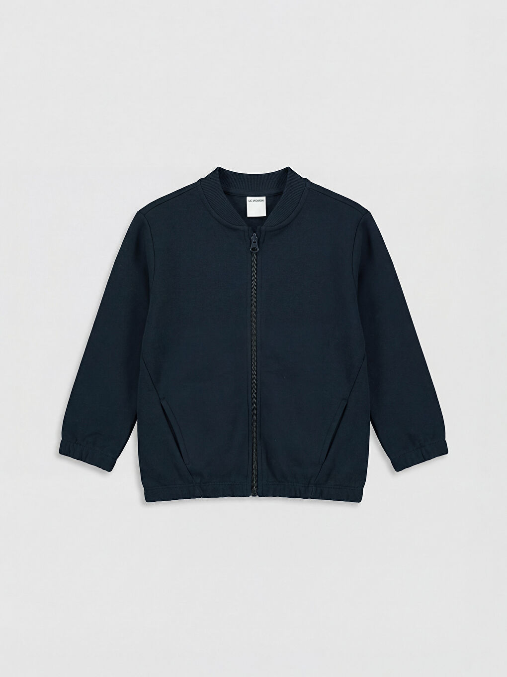 Lacivert Kolej Yaka Erkek Çocuk Fermuarlı Sweatshirt