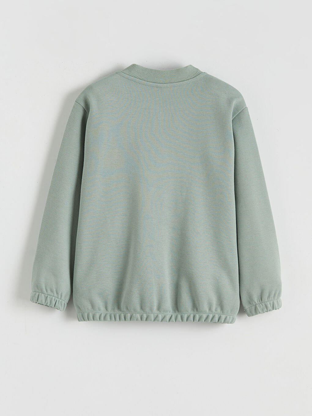 Yeşil Kolej Yaka Basic Erkek Çocuk Fermuarlı Sweatshirt-1