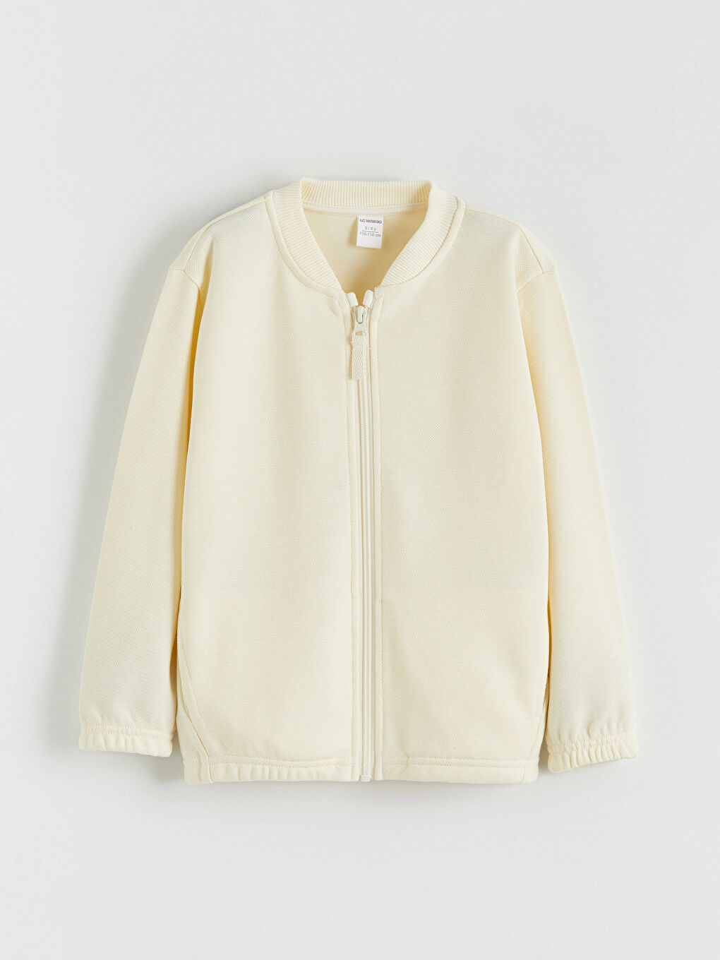 Bej Kolej Yaka Basic Erkek Çocuk Fermuarlı Sweatshirt