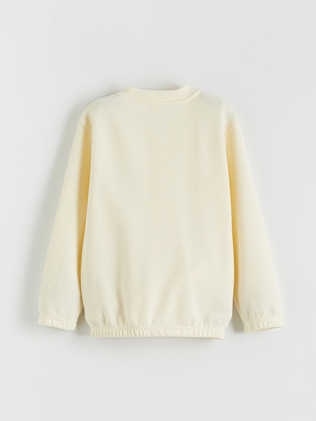 Bej Kolej Yaka Basic Erkek Çocuk Fermuarlı Sweatshirt-2