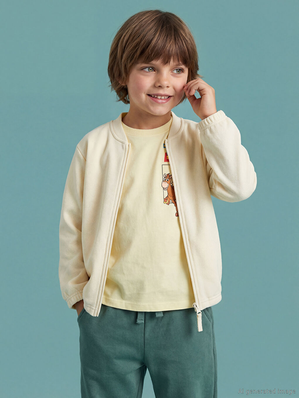 Boy BEIGE Zip-Up Sweatshirt