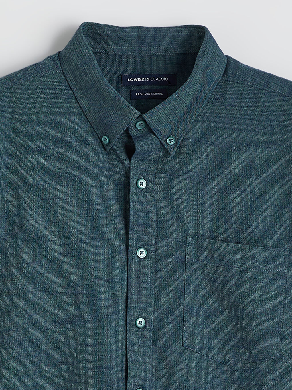 Yeşil Regular Fit Uzun Kollu Armürlü Erkek Gömlek-10