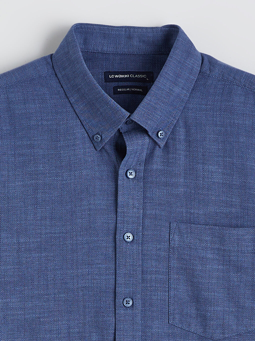 Lacivert Regular Fit Uzun Kollu Armürlü Erkek Gömlek-10