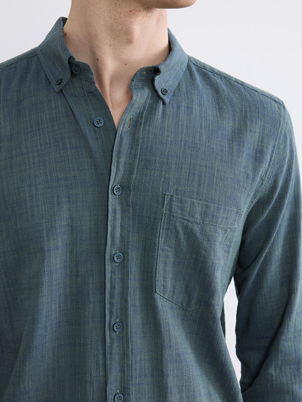 Regular Fit Long Sleeve Dobby Fabric Men's Shirt-4