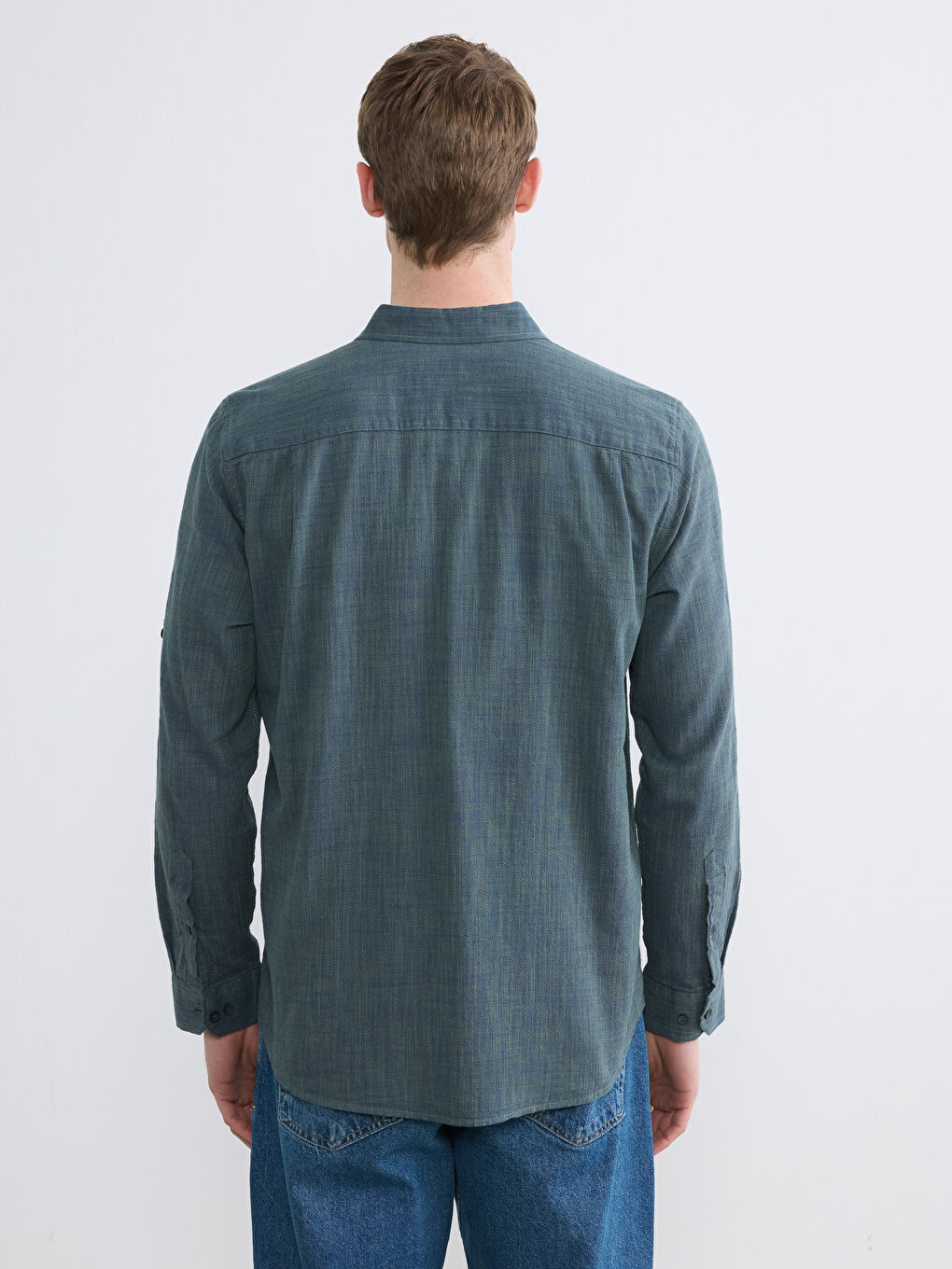 Regular Fit Long Sleeve Dobby Fabric Men's Shirt-6