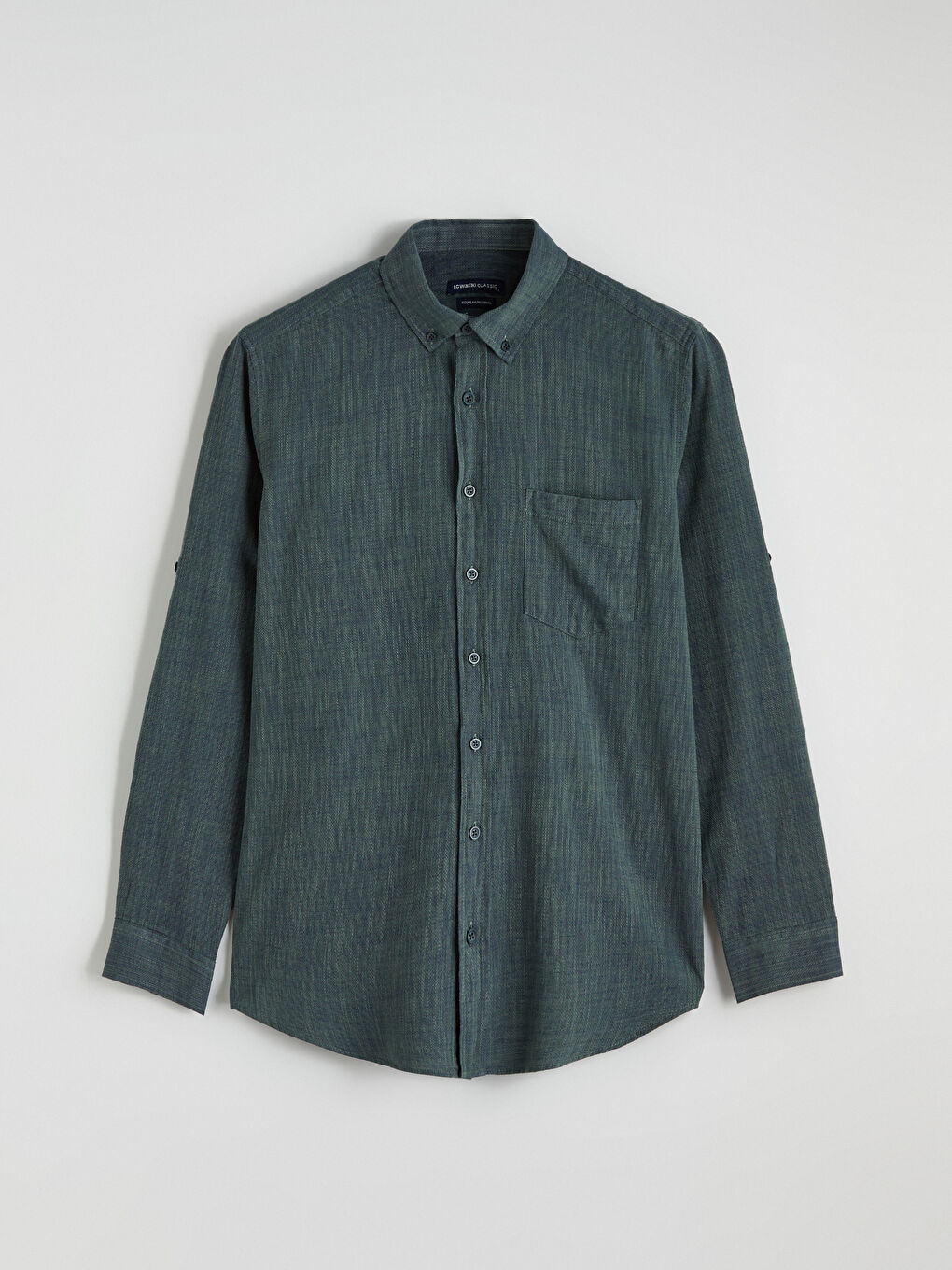 Yeşil Regular Fit Uzun Kollu Armürlü Erkek Gömlek-4