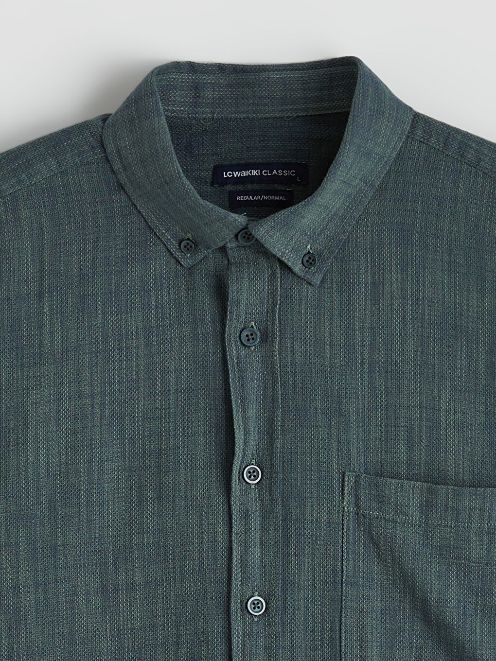 Yeşil Regular Fit Uzun Kollu Armürlü Erkek Gömlek-6