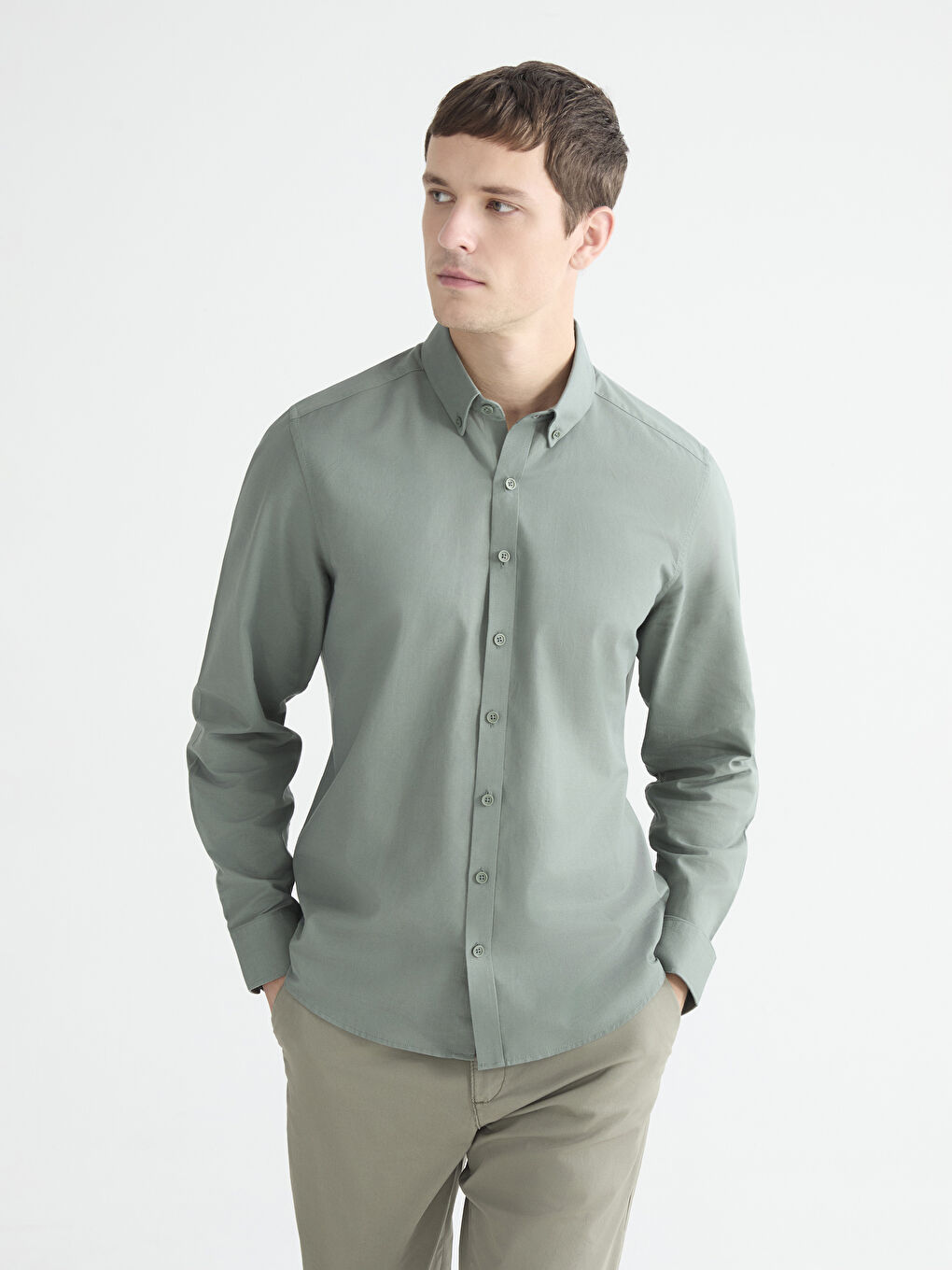 Men's Slim Fit Oxford Shirt-2