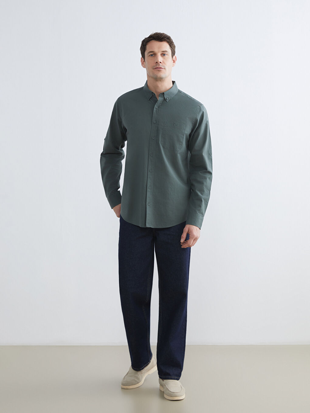 Regular Fit Poplin Men's Shirt-1