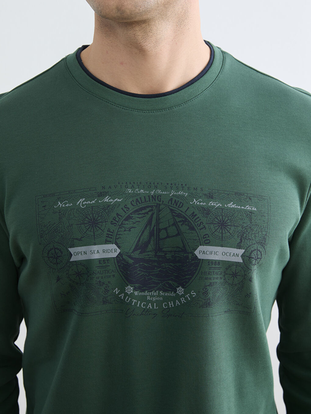 Crew Neck Printed Men's Sweatshirt-2