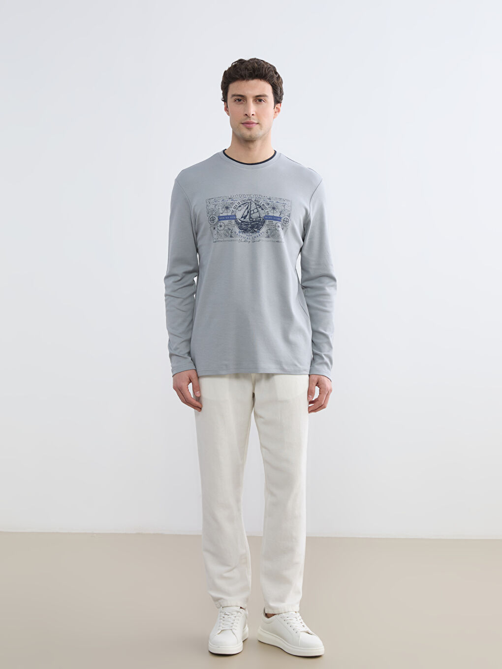 Crew Neck Printed Men's Sweatshirt-1