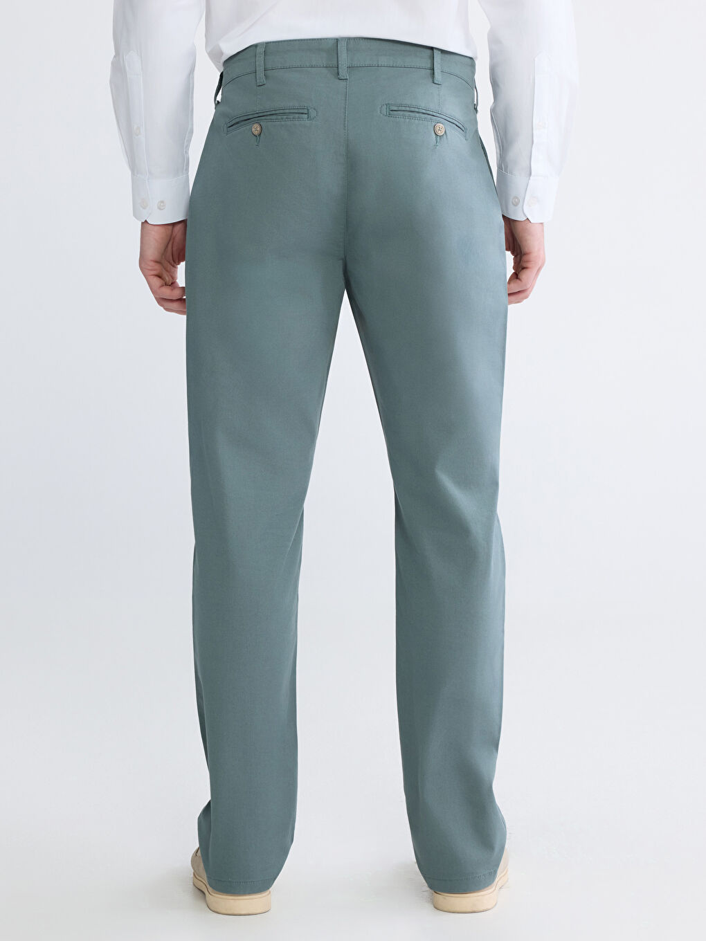 Yeşil Standart Kalıp Gabardin Erkek Chino Pantolon-3