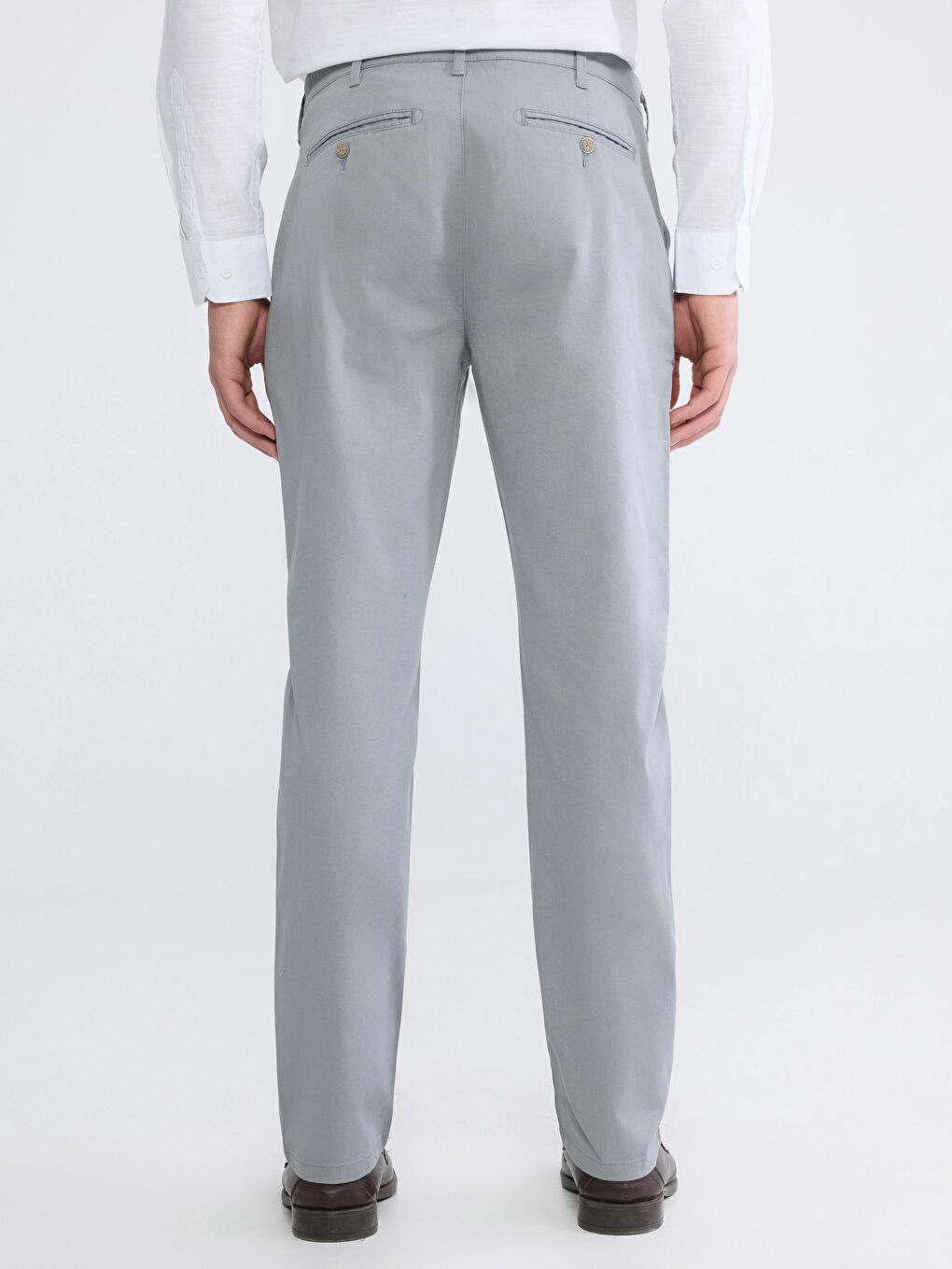 Gri Standart Kalıp Gabardin Erkek Chino Pantolon-3