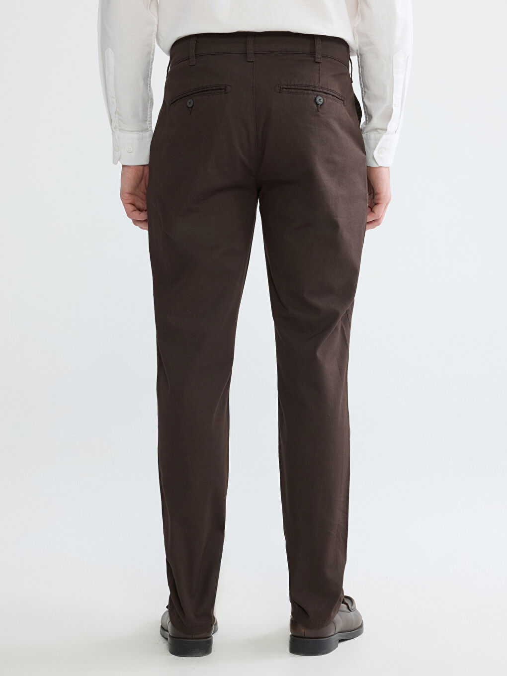 Kahverengi Standart Kalıp Gabardin Erkek Chino Pantolon-4