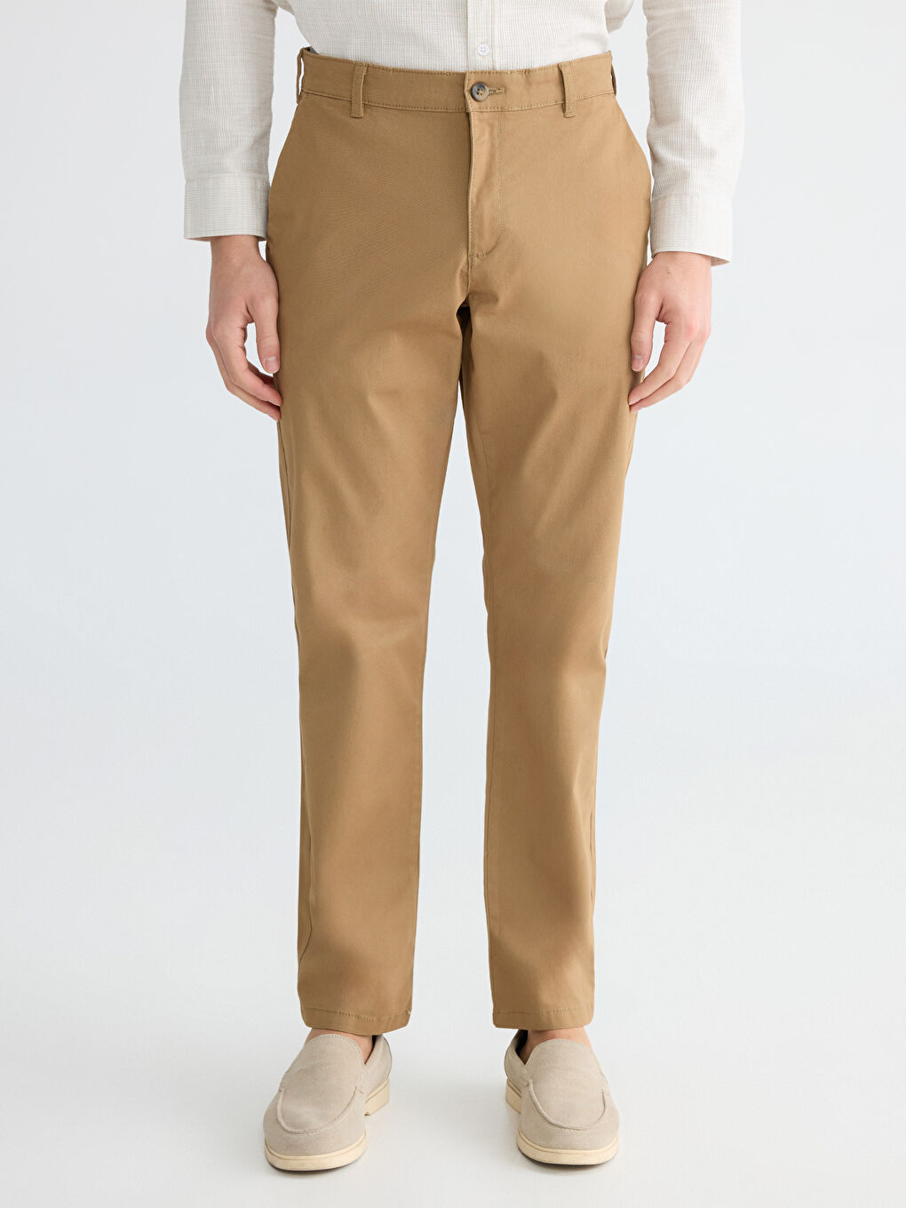 Kahverengi Standart Kalıp Gabardin Erkek Chino Pantolon-1