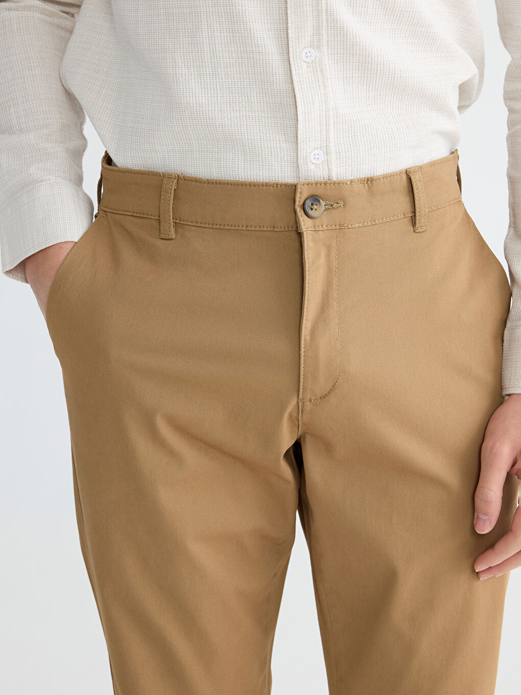Kahverengi Standart Kalıp Gabardin Erkek Chino Pantolon-2