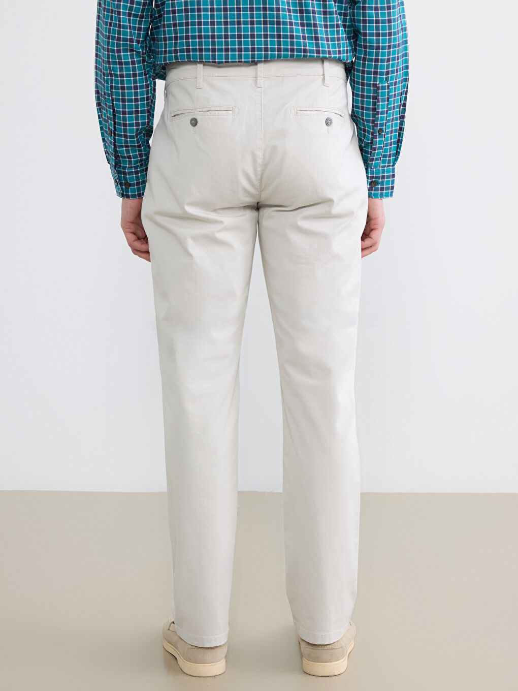 Bej Standart Kalıp Gabardin Erkek Chino Pantolon-3