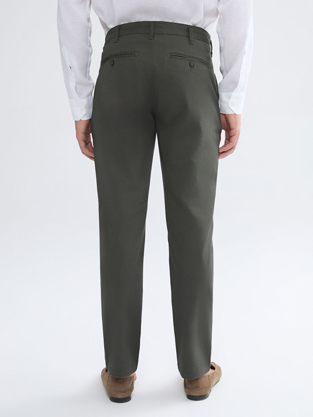 Haki Standart Kalıp Gabardin Erkek Chino Pantolon-3