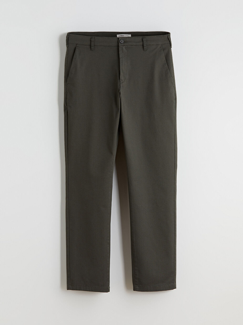 Haki Standart Kalıp Gabardin Erkek Chino Pantolon-4