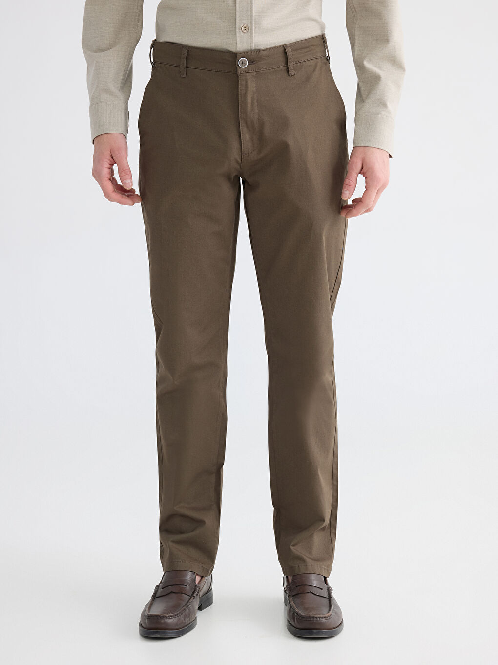 Kahverengi Regular Fit Erkek Gabardin Chino Pantolon-2