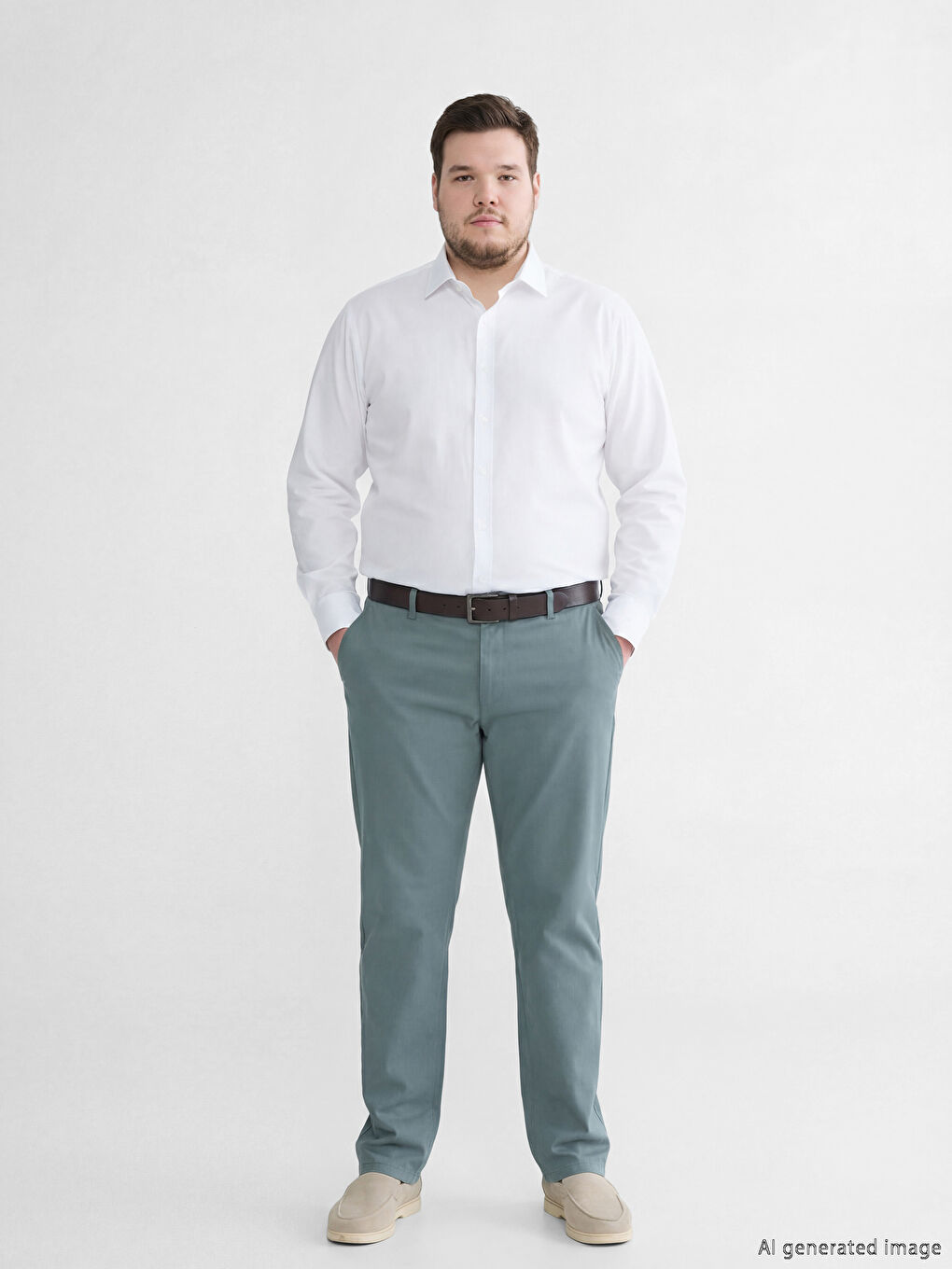 Yeşil Standart Kalıp Gabardin Erkek Chino Pantolon-1
