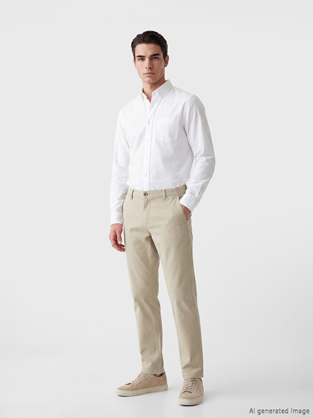 Pantalon chino en gabardine pour homme coupe standard