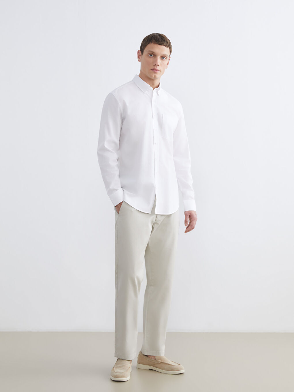 Standart Kalıp Gabardin Erkek Chino Pantolon-1