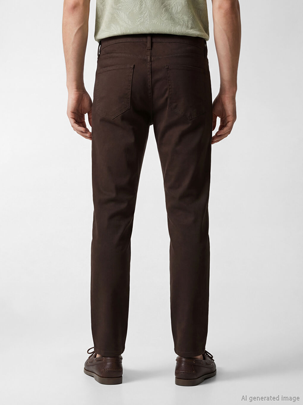 Kahverengi Slim Fit Gabardin Erkek Chino Pantolon-3